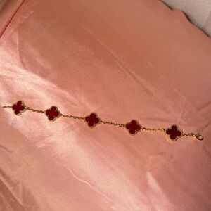 Gold and Red Clover Bracelet